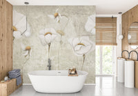 White Grunge Flower Wallpaper Murals - Giffywalls A855