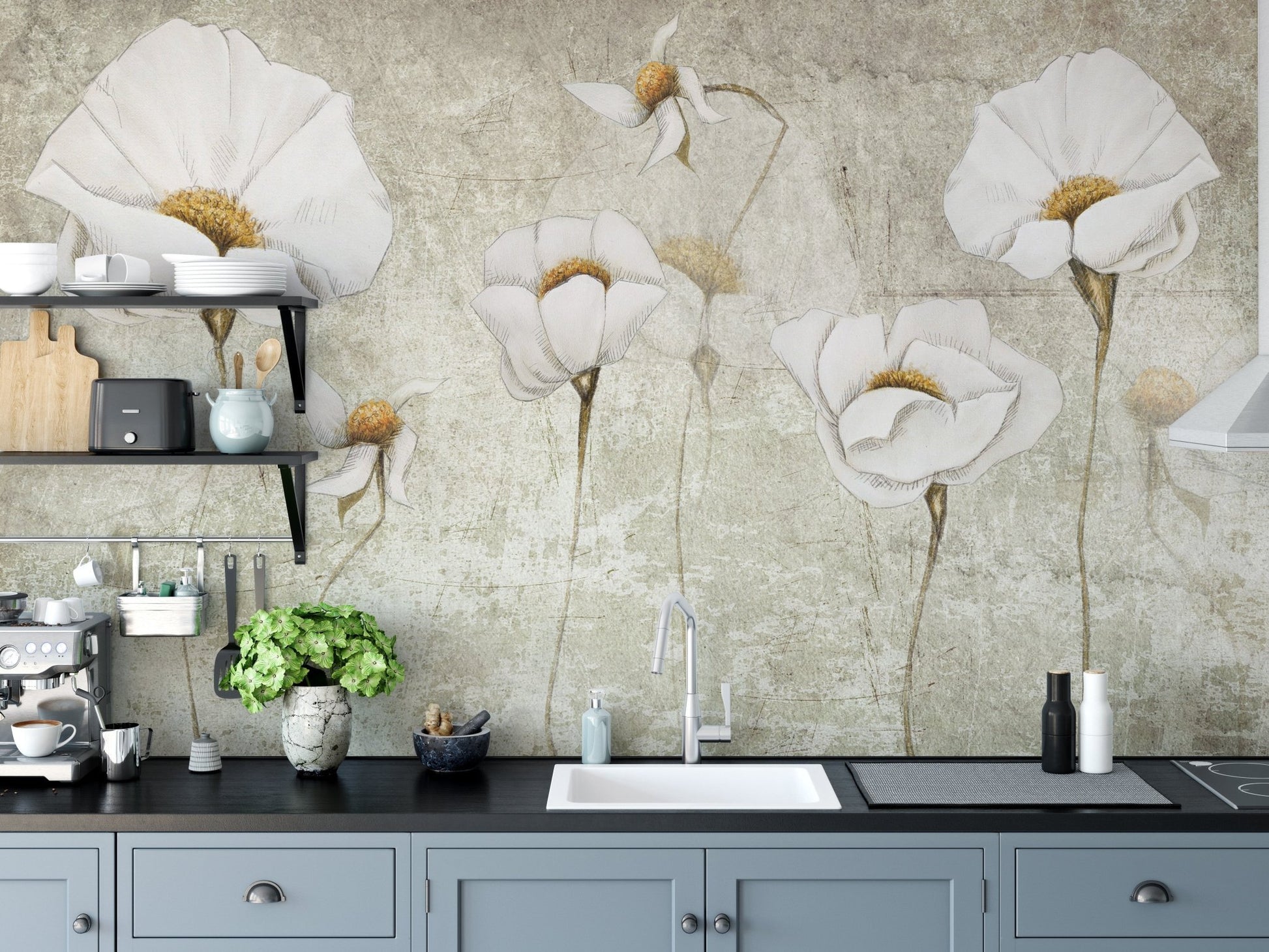 Artistic white flower wallpaper  A855