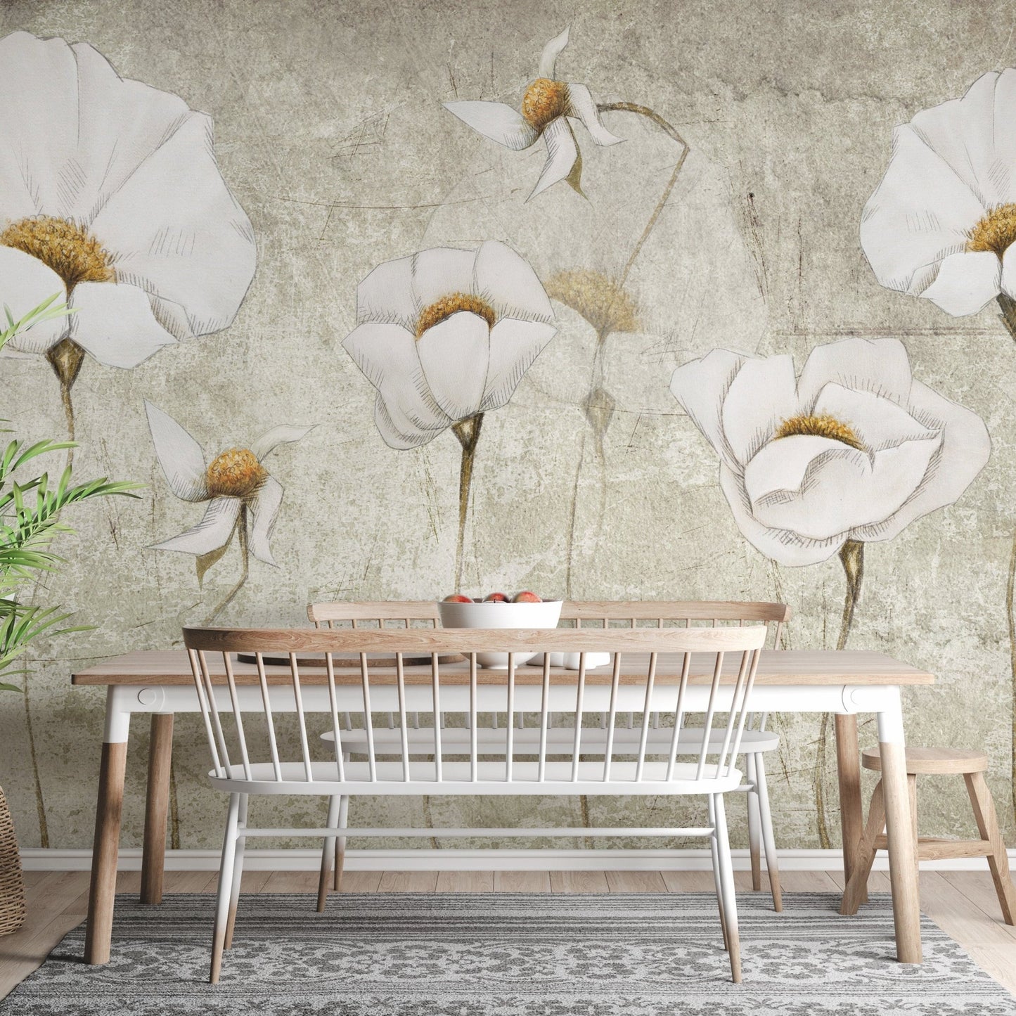 grunge wallpaper with delicate white flower  A855