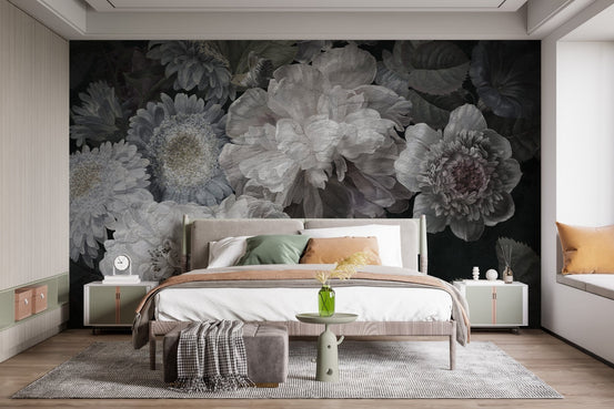 White Wild Flowers Wallpaper Mural
 A530
