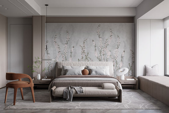 Flower branch wallpaper with soft blooms A884