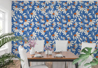 Coneflower-Patterned Wallpaper for Sophisticated Walls
