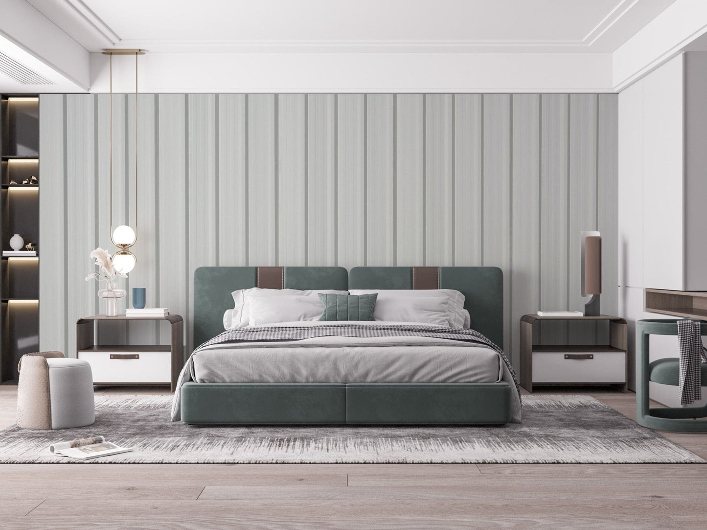 Subtle white corrugated metal texture wallpaper brick-03
