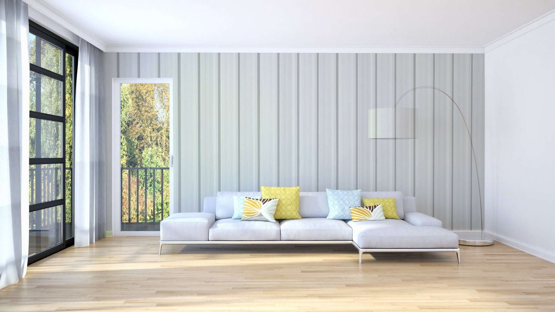 Stylish white corrugated metal wallpaper for modern spaces brick-03
