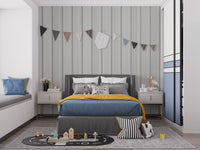 Modern white corrugated metal sheet wall mural brick-03
