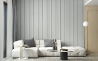 Industrial-style white corrugated metal wallpaper
