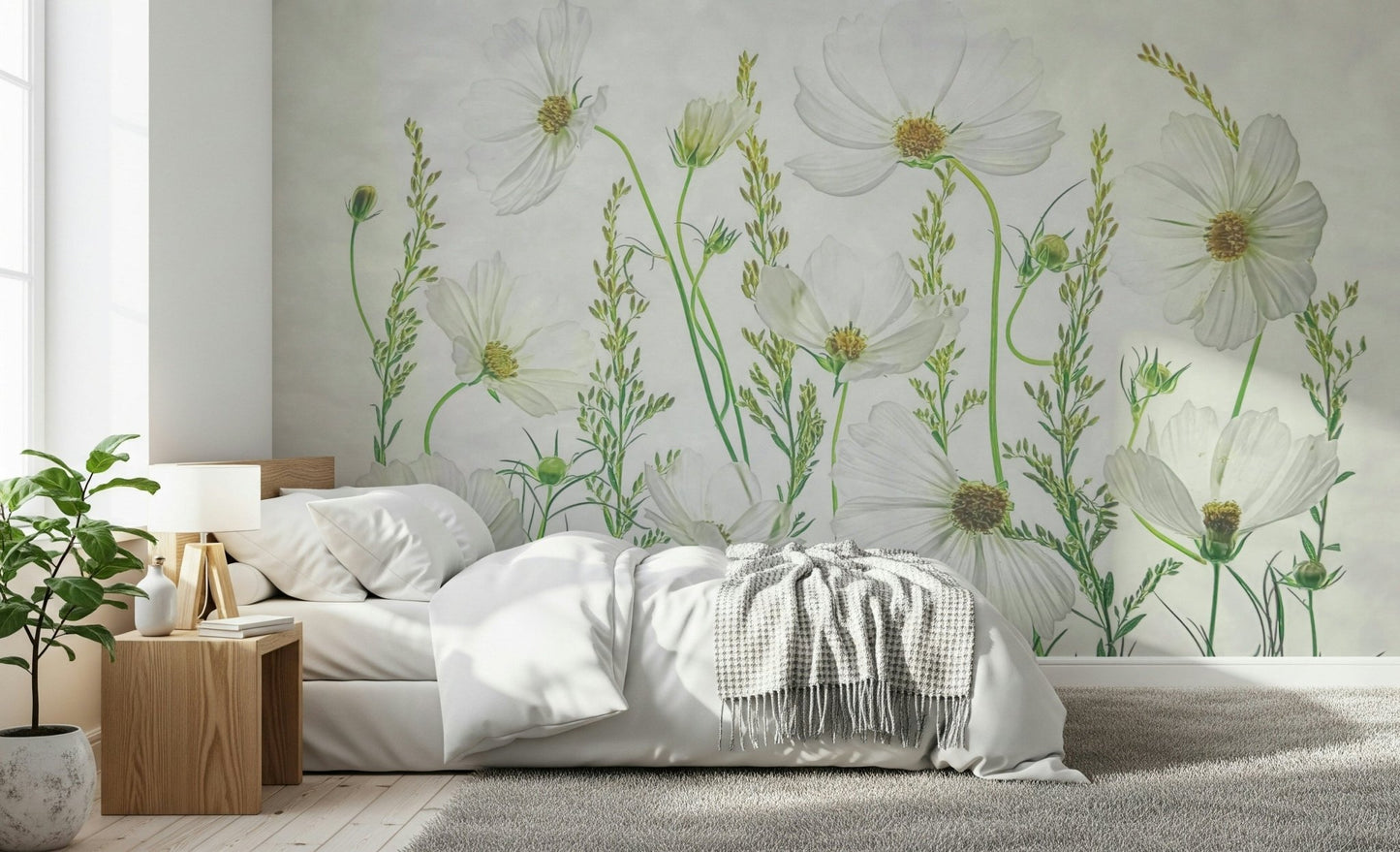 A serene subtle flower wall mural for your decor.