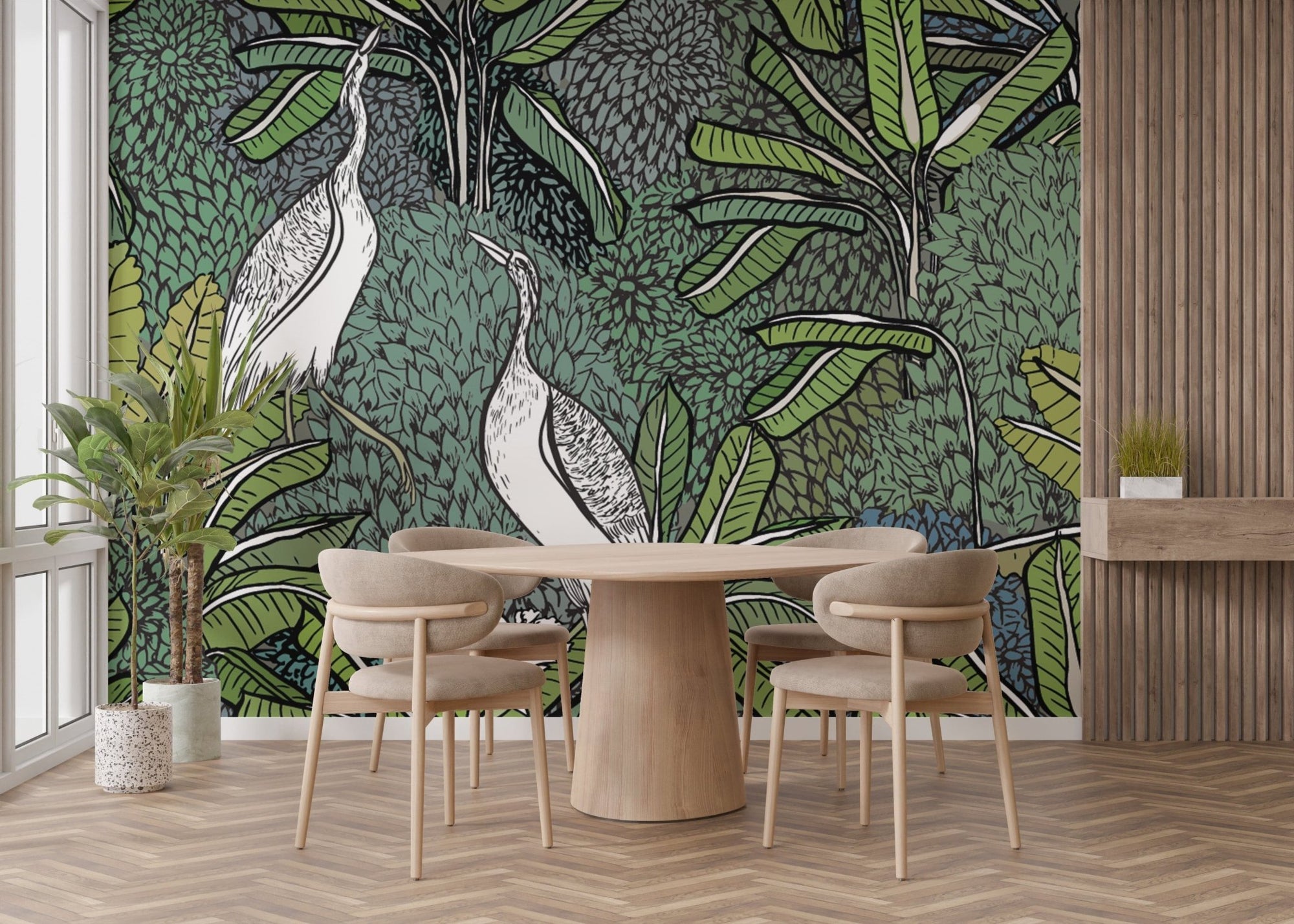 Tropical wallpaper with crane birds
 A977