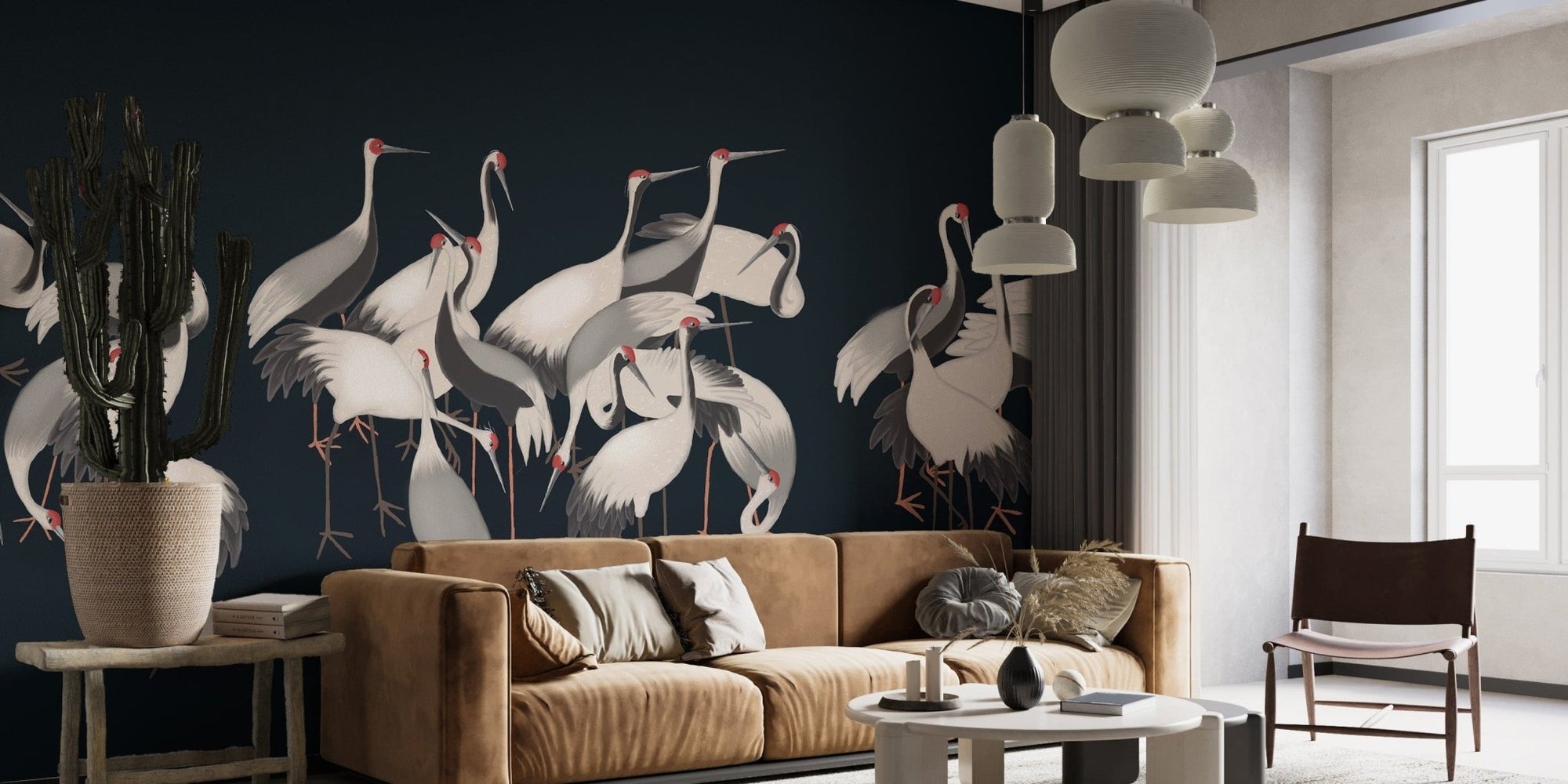 Elegant cranes wallpaper for living rooms, B471