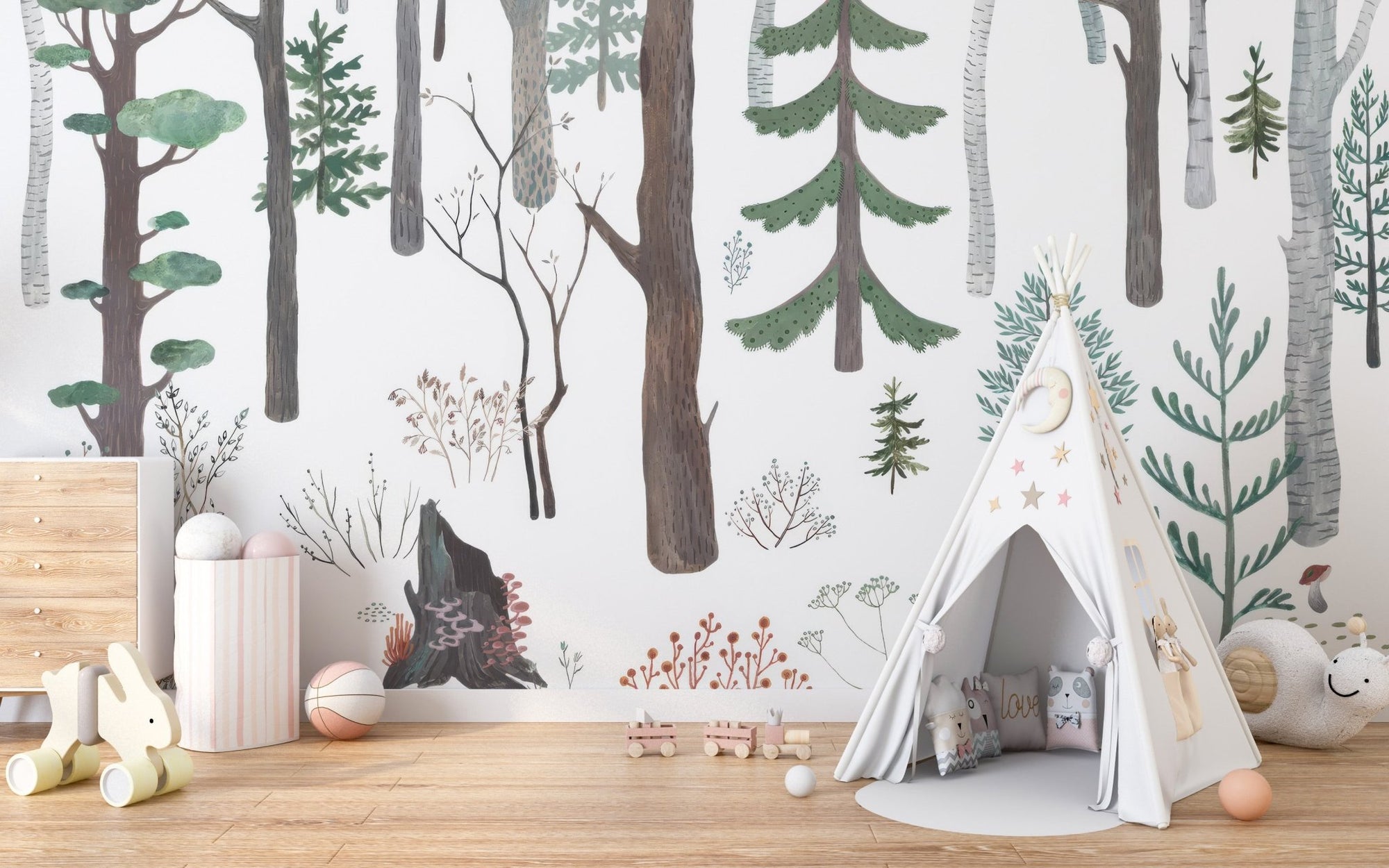 White Forest Wall Mural - Giffywalls, C156
