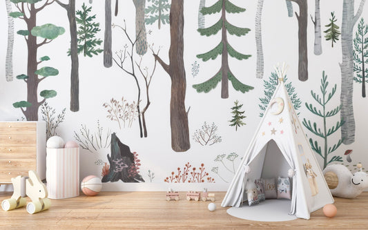 White Forest Wall Mural - Giffywalls, C156