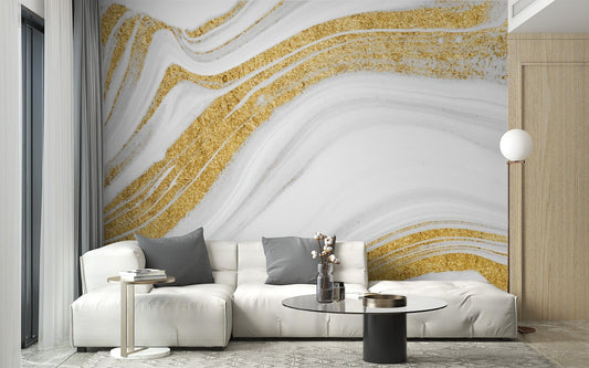 Sophisticated white gold marble wallpaper mural for chic walls. marble-02