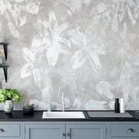 Rustic white flower wallpaper mural design B172