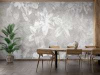 Rustic white flower wall mural for interiors B172