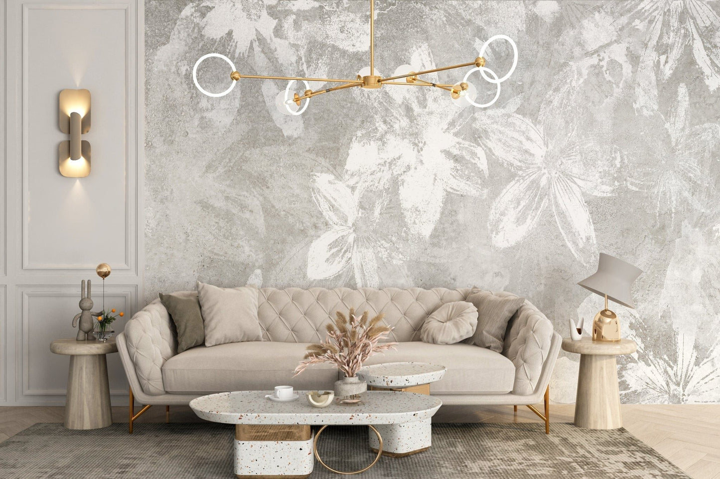 Rustic White Flower Wallpaper Murals - Giffywalls B172