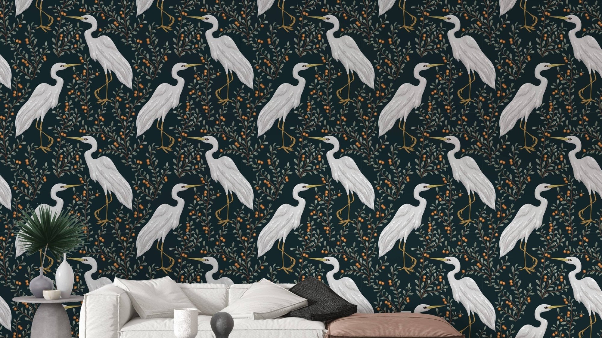 White Heron Bird Wallpaper with elegance B060