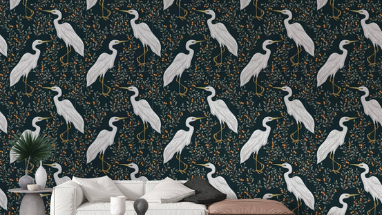 White Heron Bird Wallpaper with elegance B060