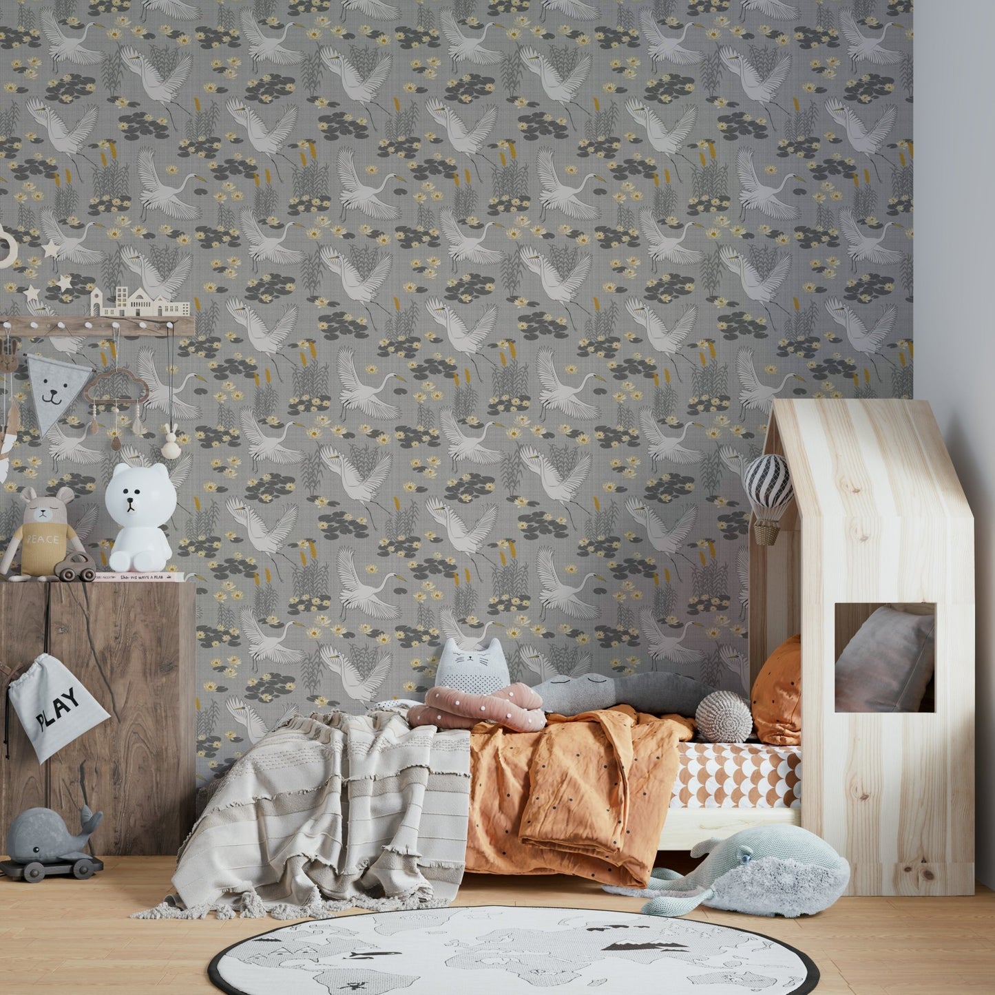 Elegant bird mural wallpaper for peaceful interiors

