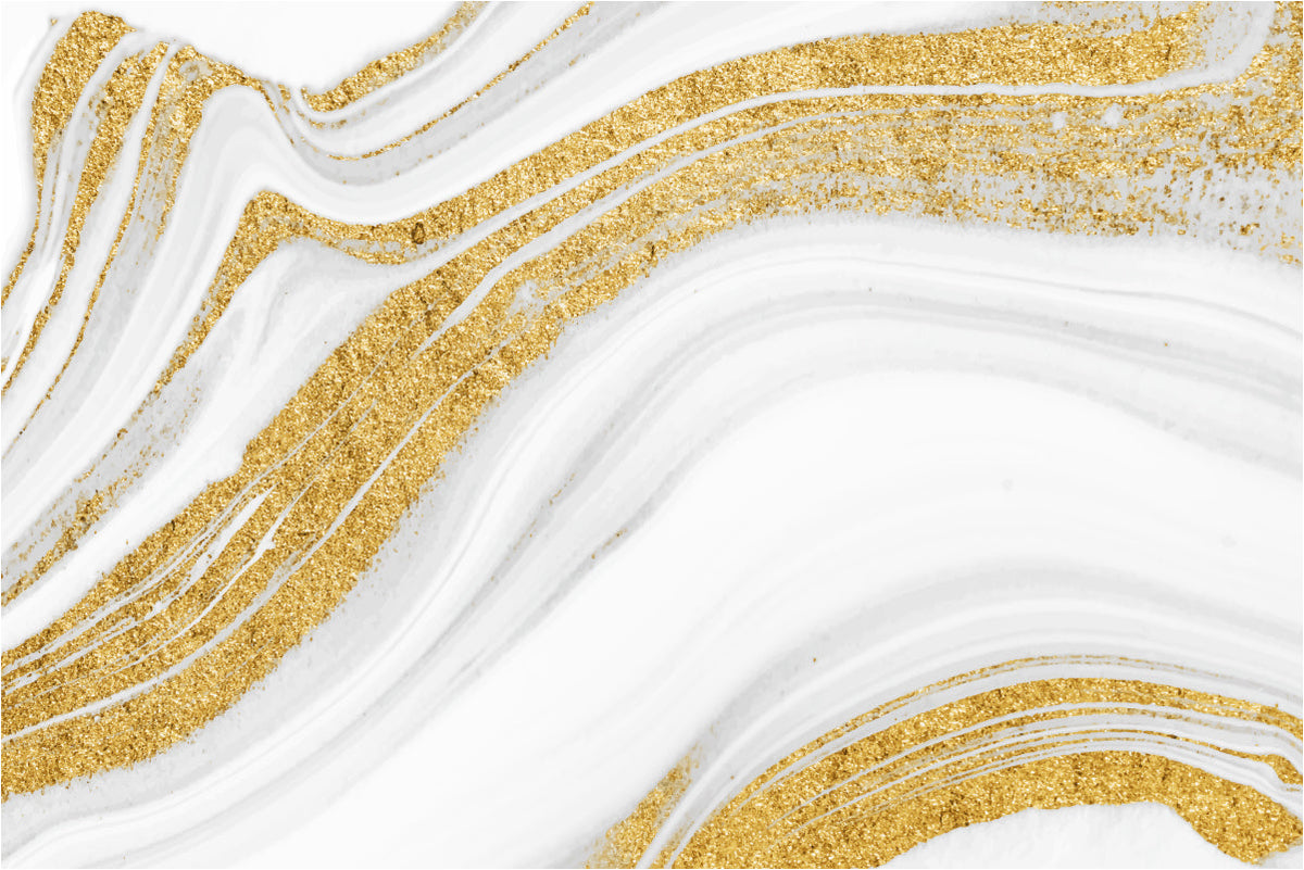 White Gold Marble Wallpaper Mural in your room — zoomed