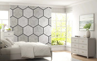 Grey marble textures on the White Marble Hexagon wall muralGD9513
