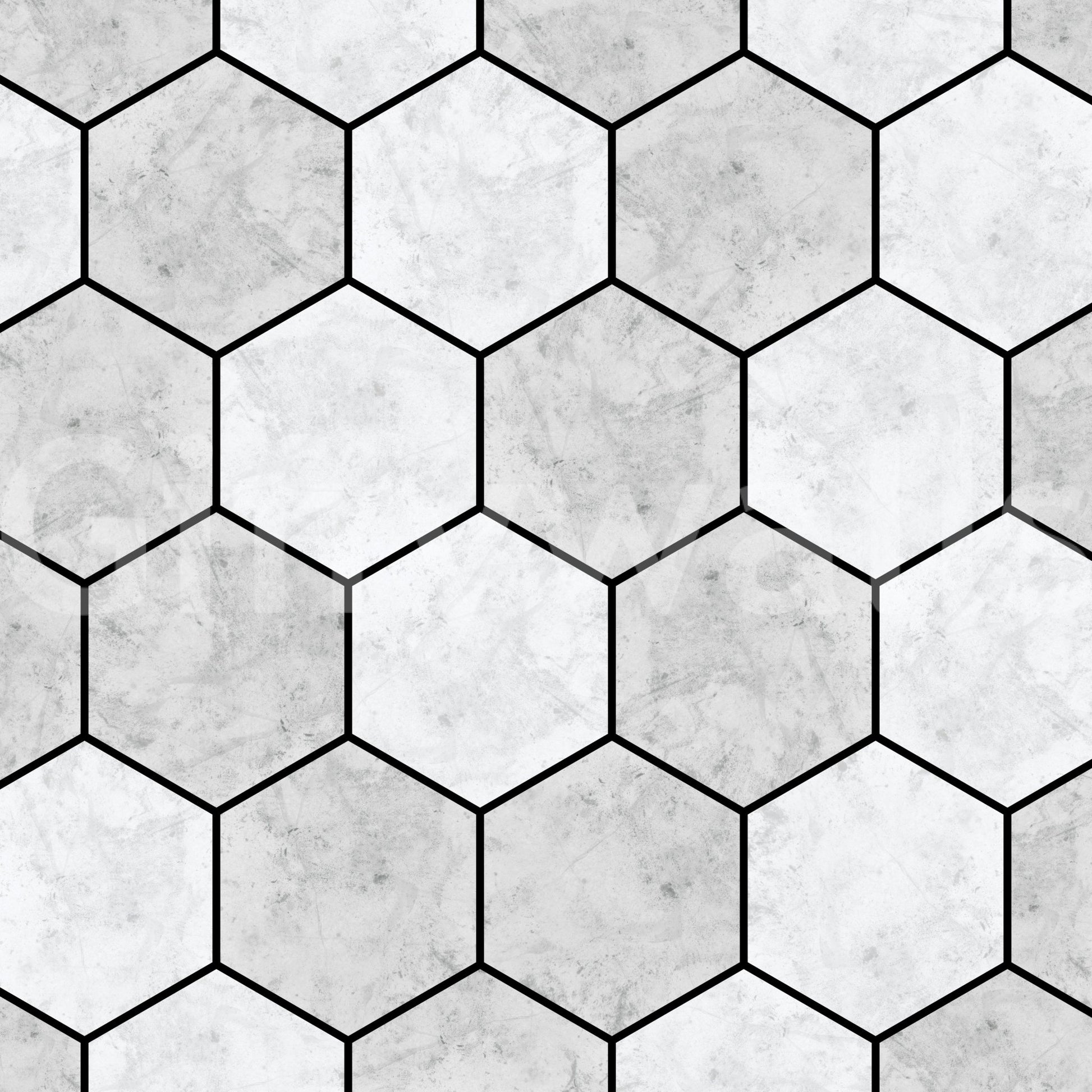Grey and black tones featured on the White Marble Hexagon wall muralGD9513