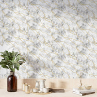 Marble wallpaper with golden streaks

