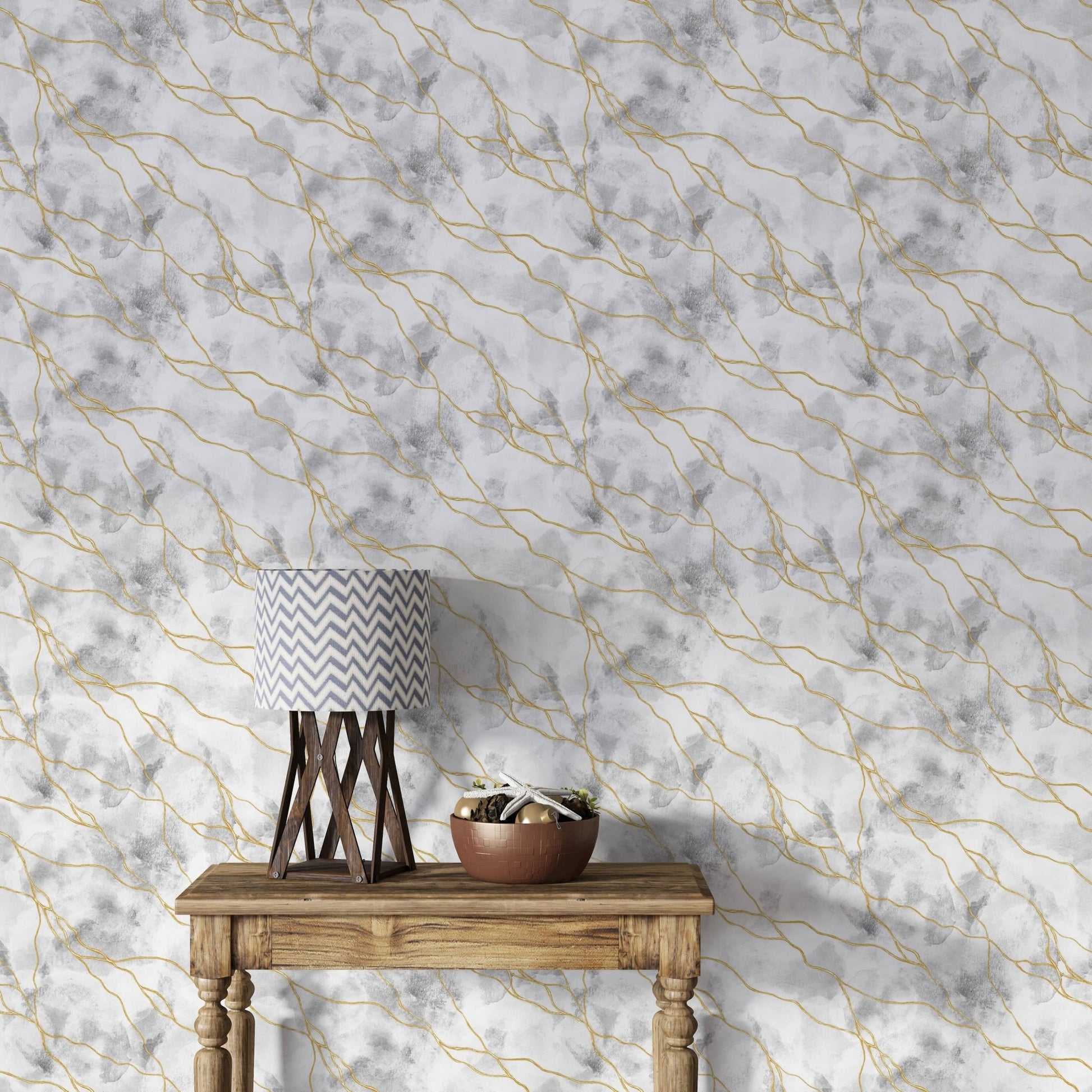 Chic golden veins on marble texture

