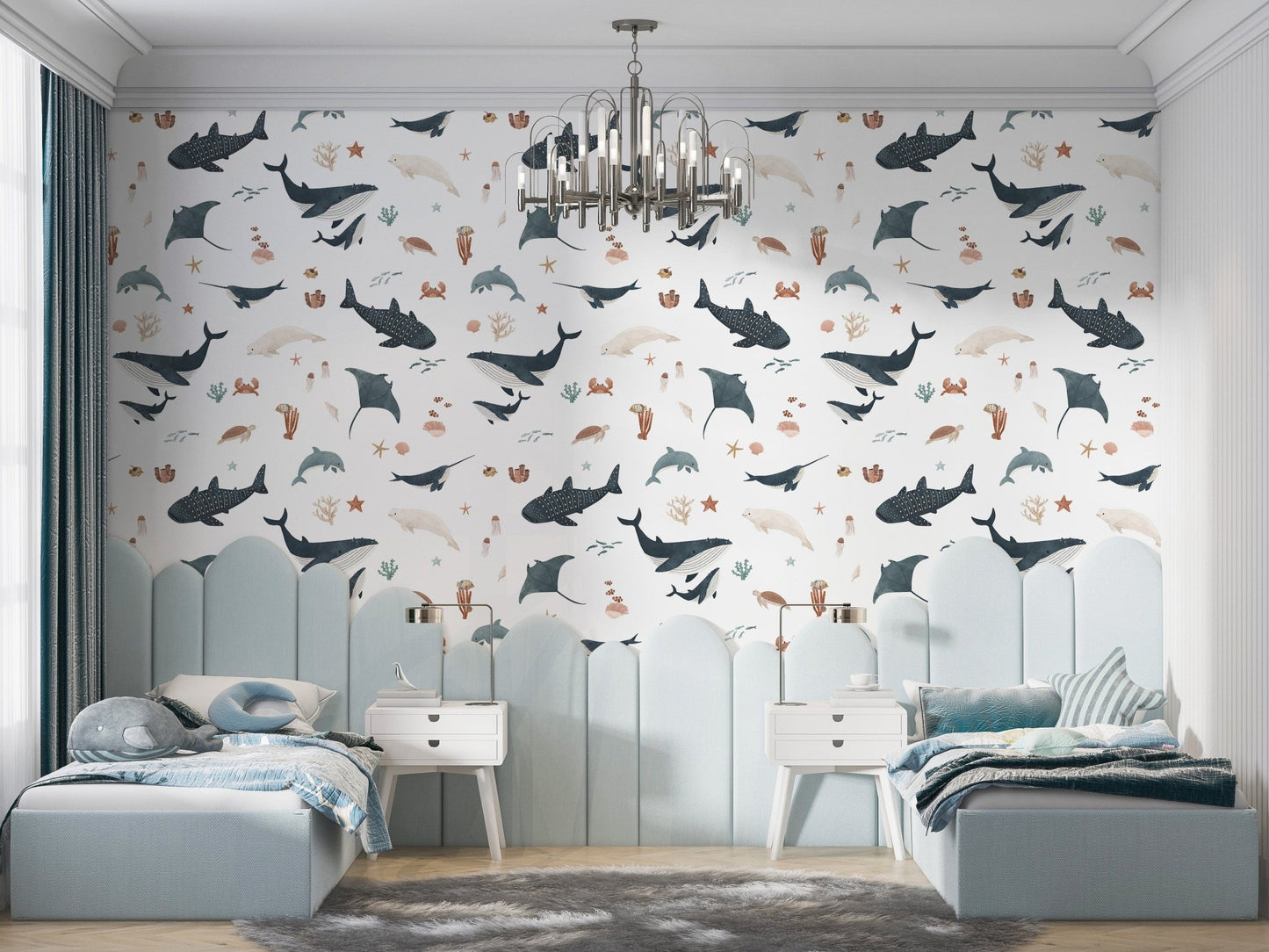 White ocean marine wallpaper design
