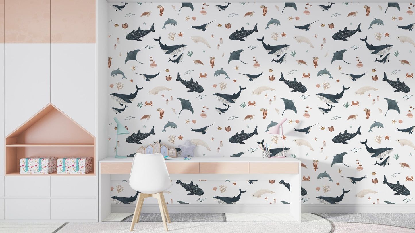 Underwater sea animal wallpaper print
