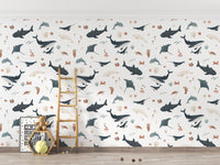 Watercolor ocean creatures wallpaper
