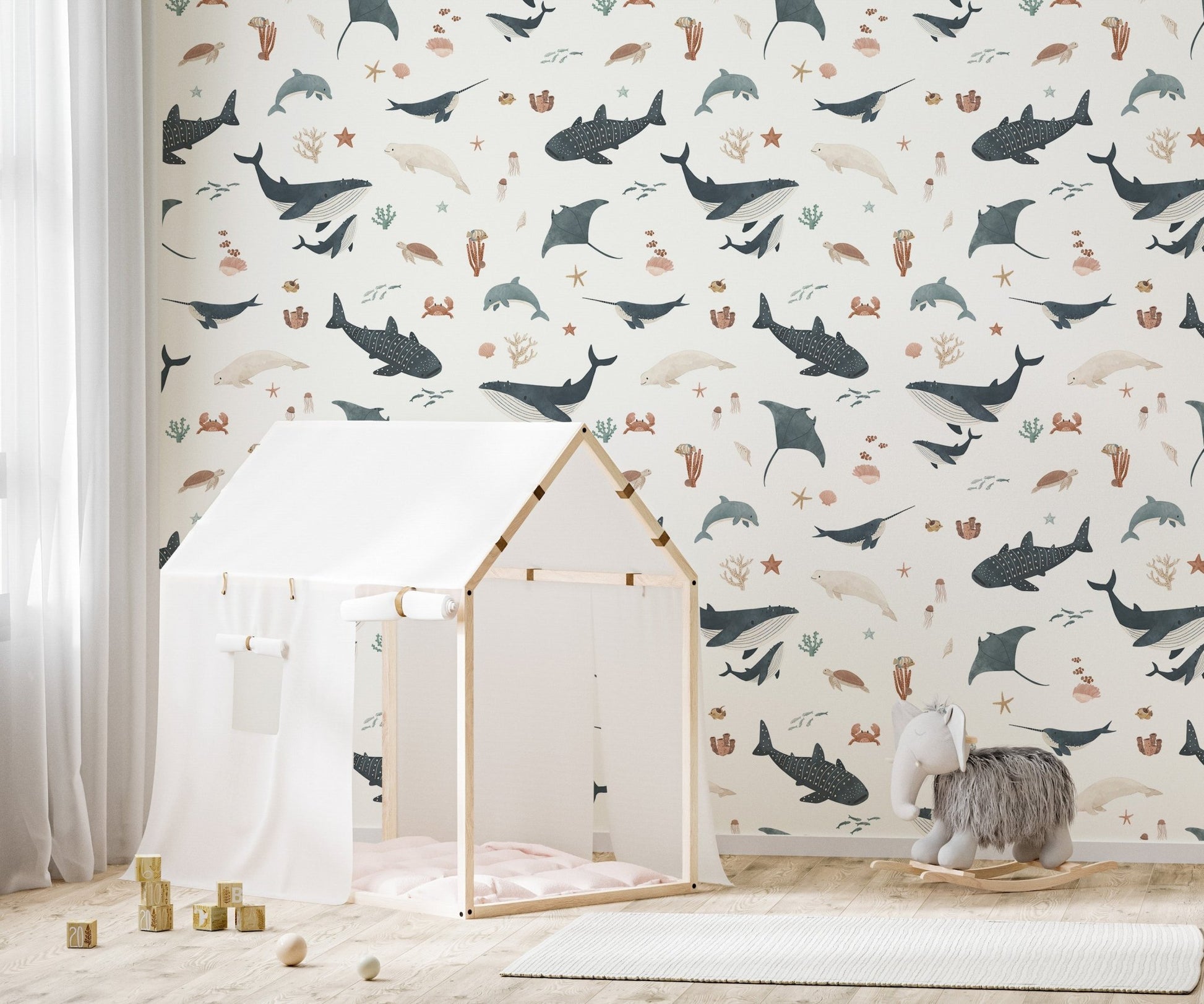 Coastal marine theme wallpaper pattern
