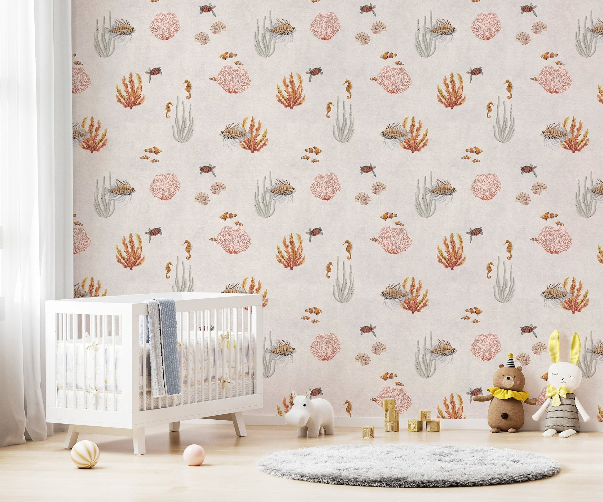 White ocean wallpaper with coral reefs
