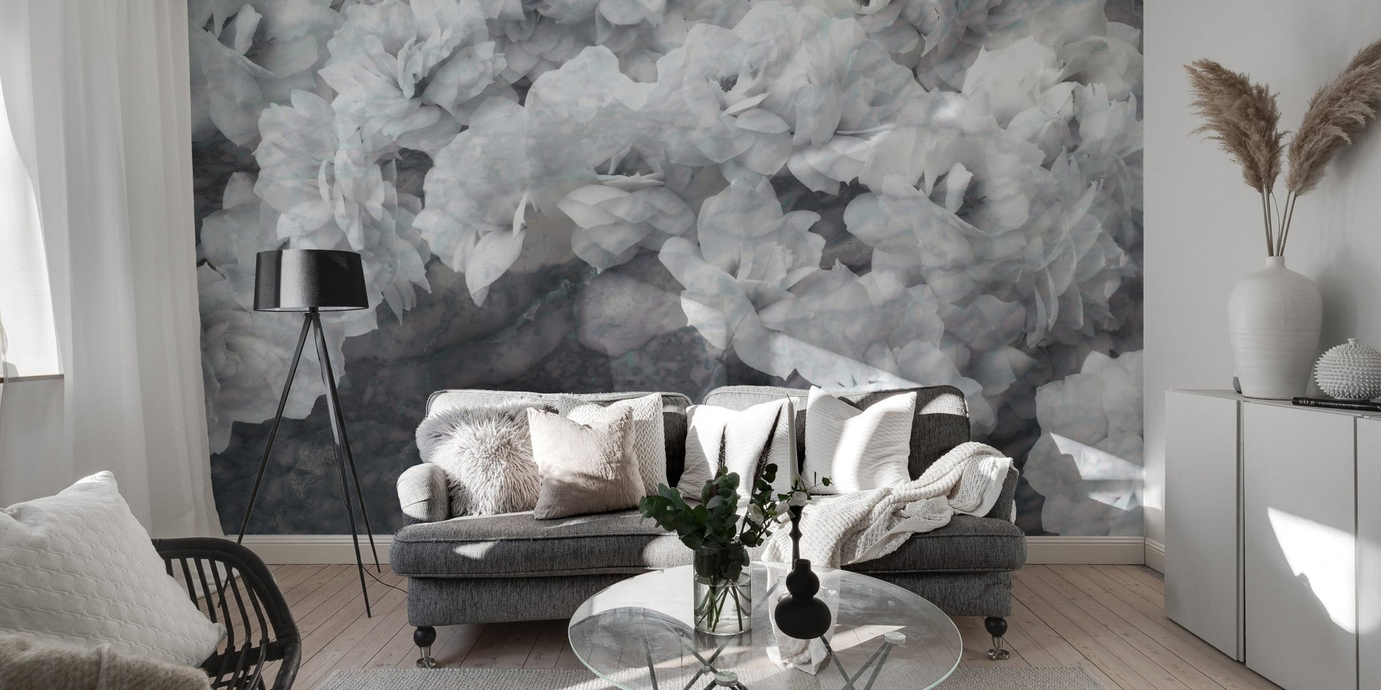 Soft white orchids wallpaper mural for rooms A311