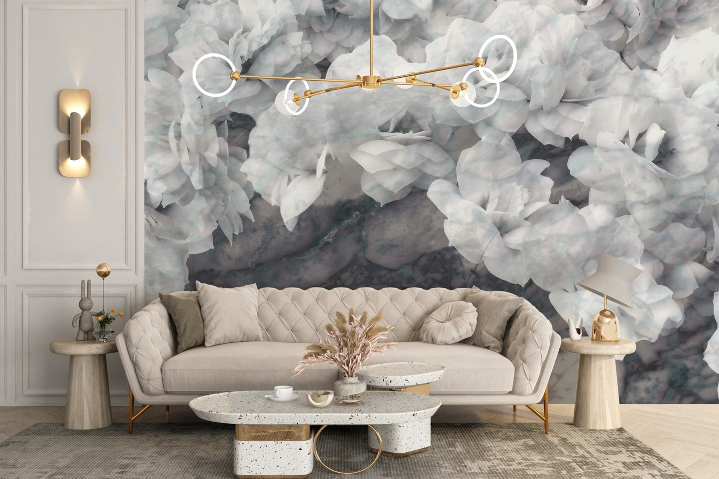 Elegant white orchids wallpaper mural design A311