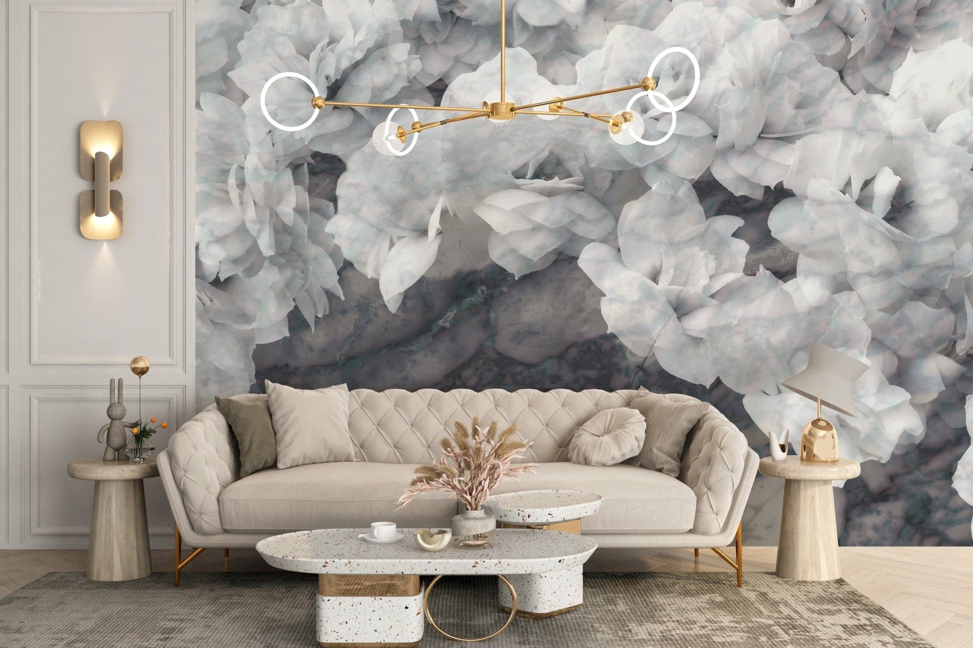 Elegant white orchids wallpaper mural design A311