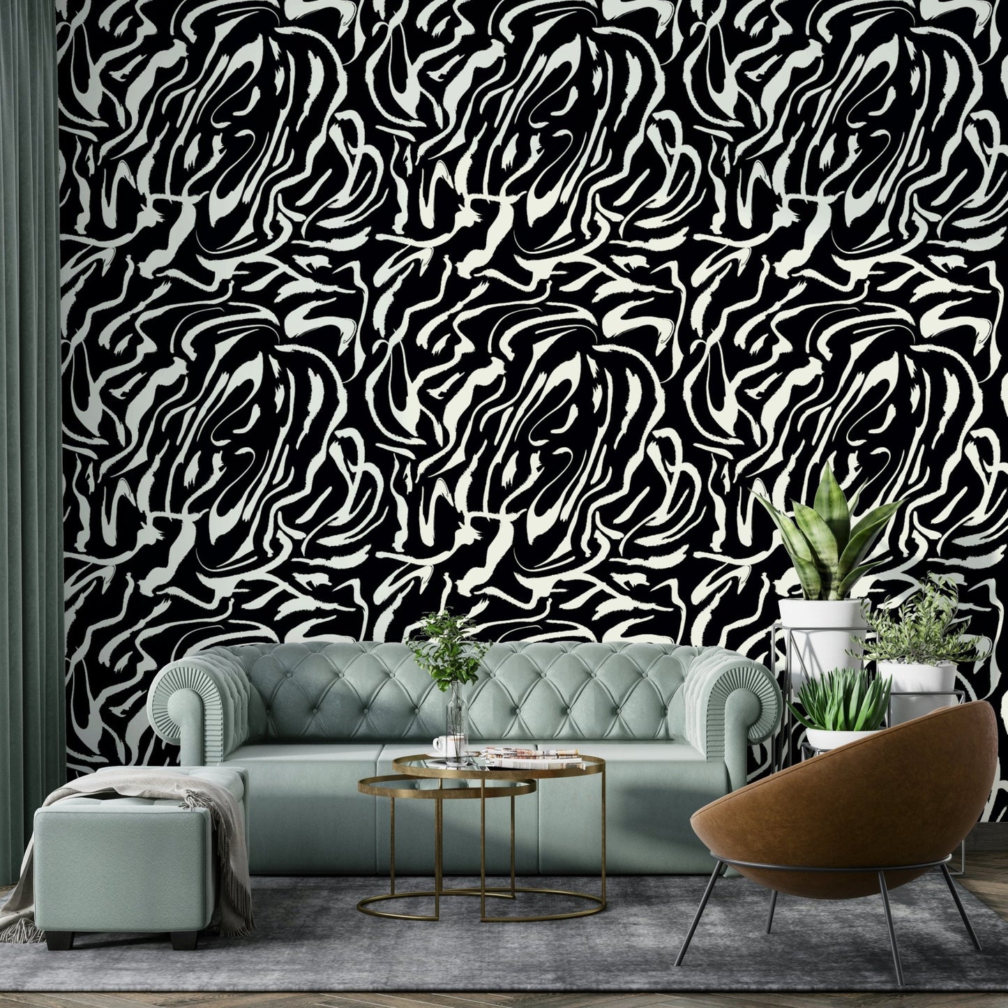 The wallpaper for walls being admired in a home.

