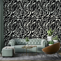 The wallpaper for walls being admired in a home.

