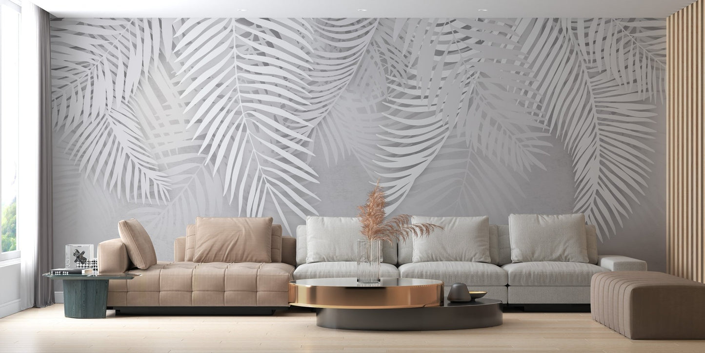 Palm leaves mural with concrete texture
A106
