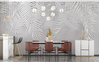 White Palm Leaves Concrete Texture Mural - Giffywalls A106
