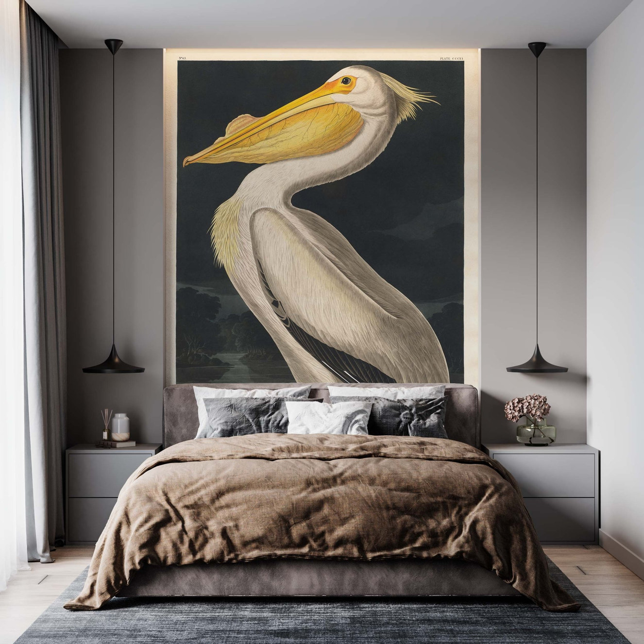 White Pelican Wallpaper Mural