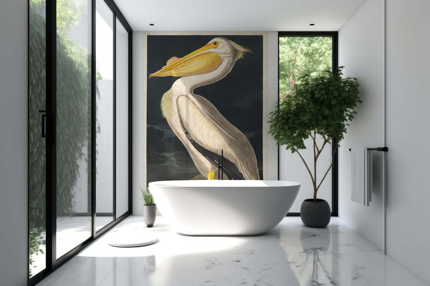 White Pelican Wallpaper Mural