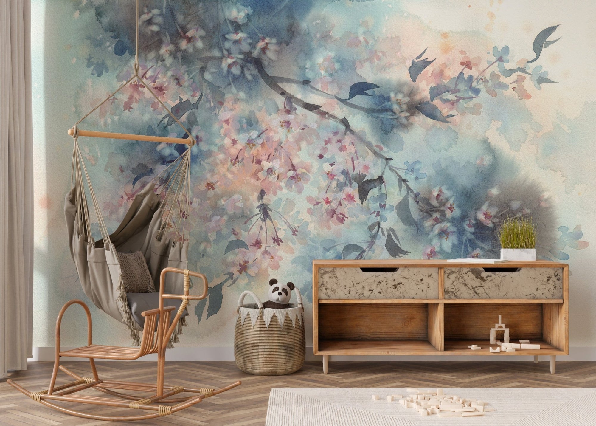 Pastel flower wallpaper in peach tones
 B258