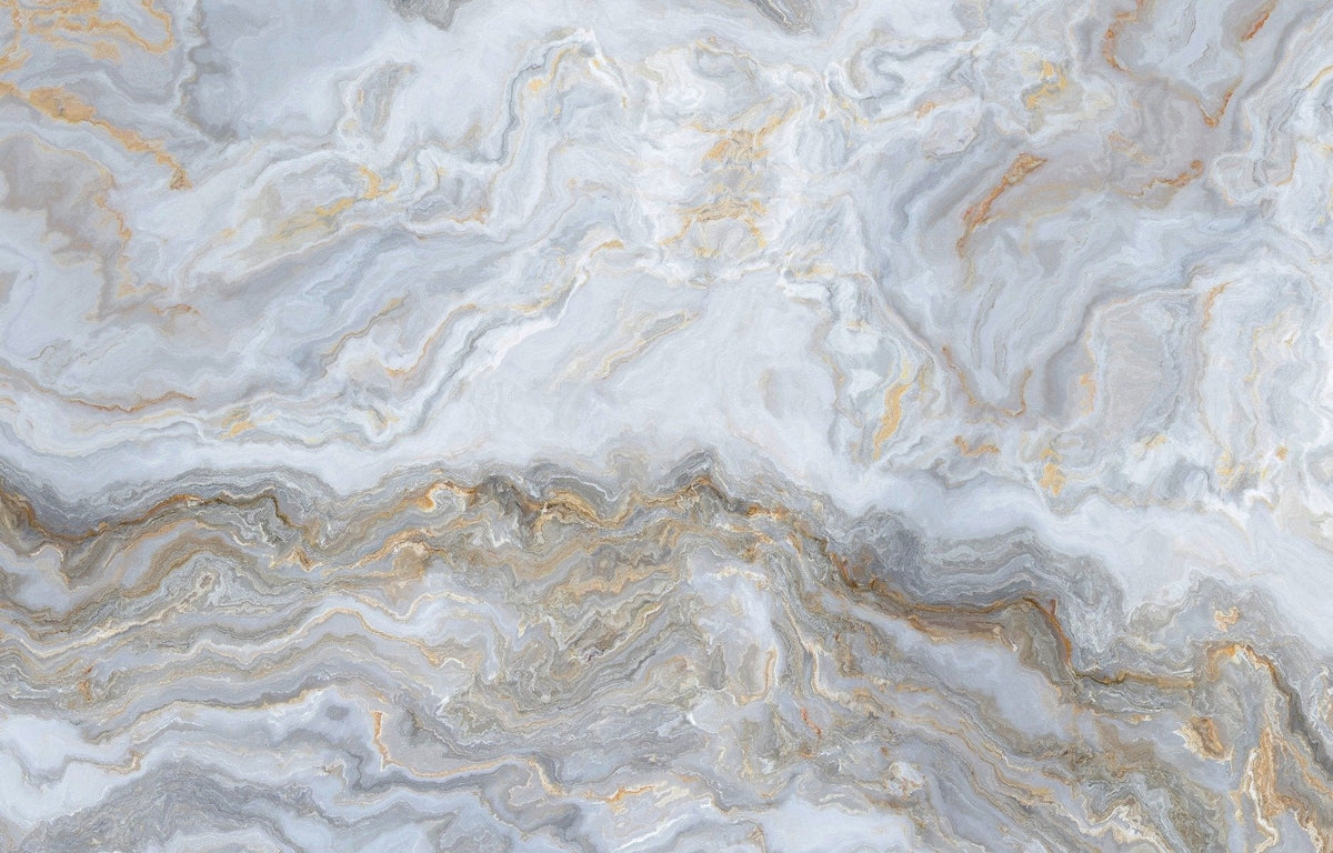 White Curly Natural Marble Wallpaper Murals in your room — zoomed