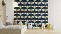 Navy blue bird mural GD598
