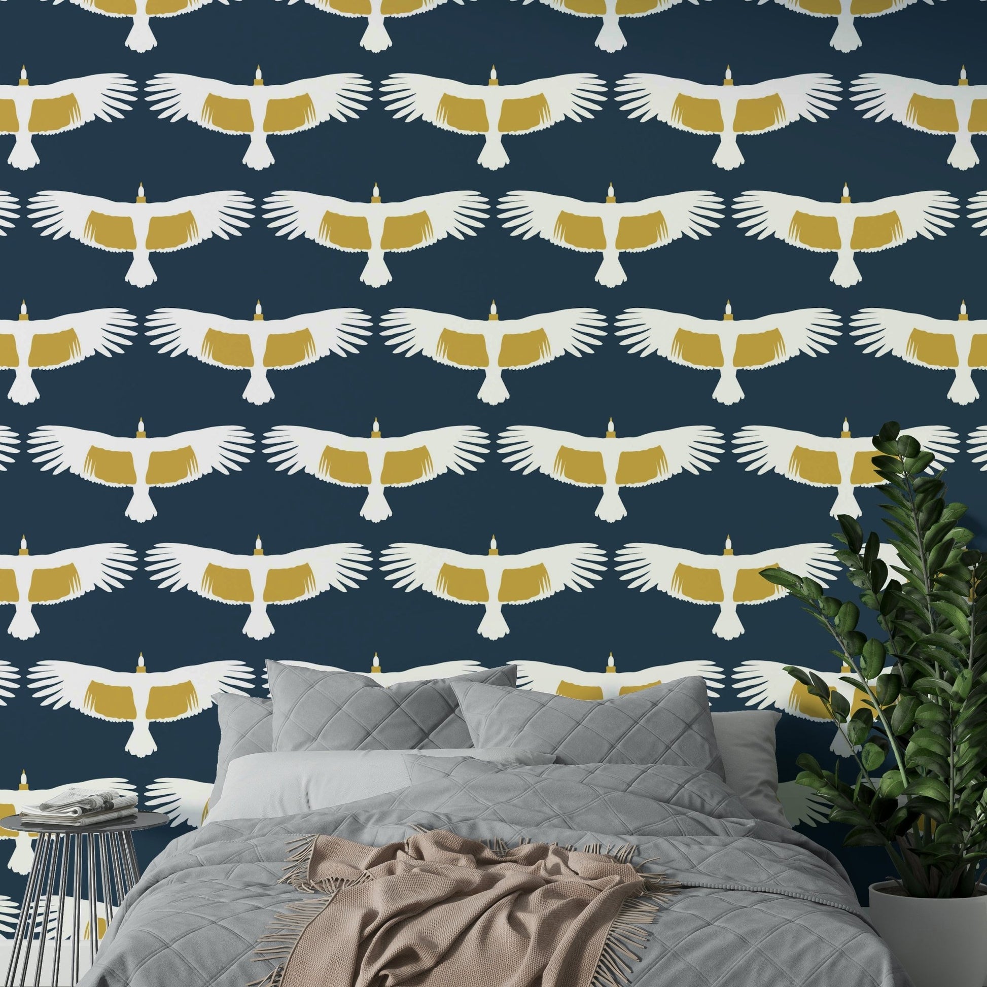 Golden wing bird wall mural GD598
