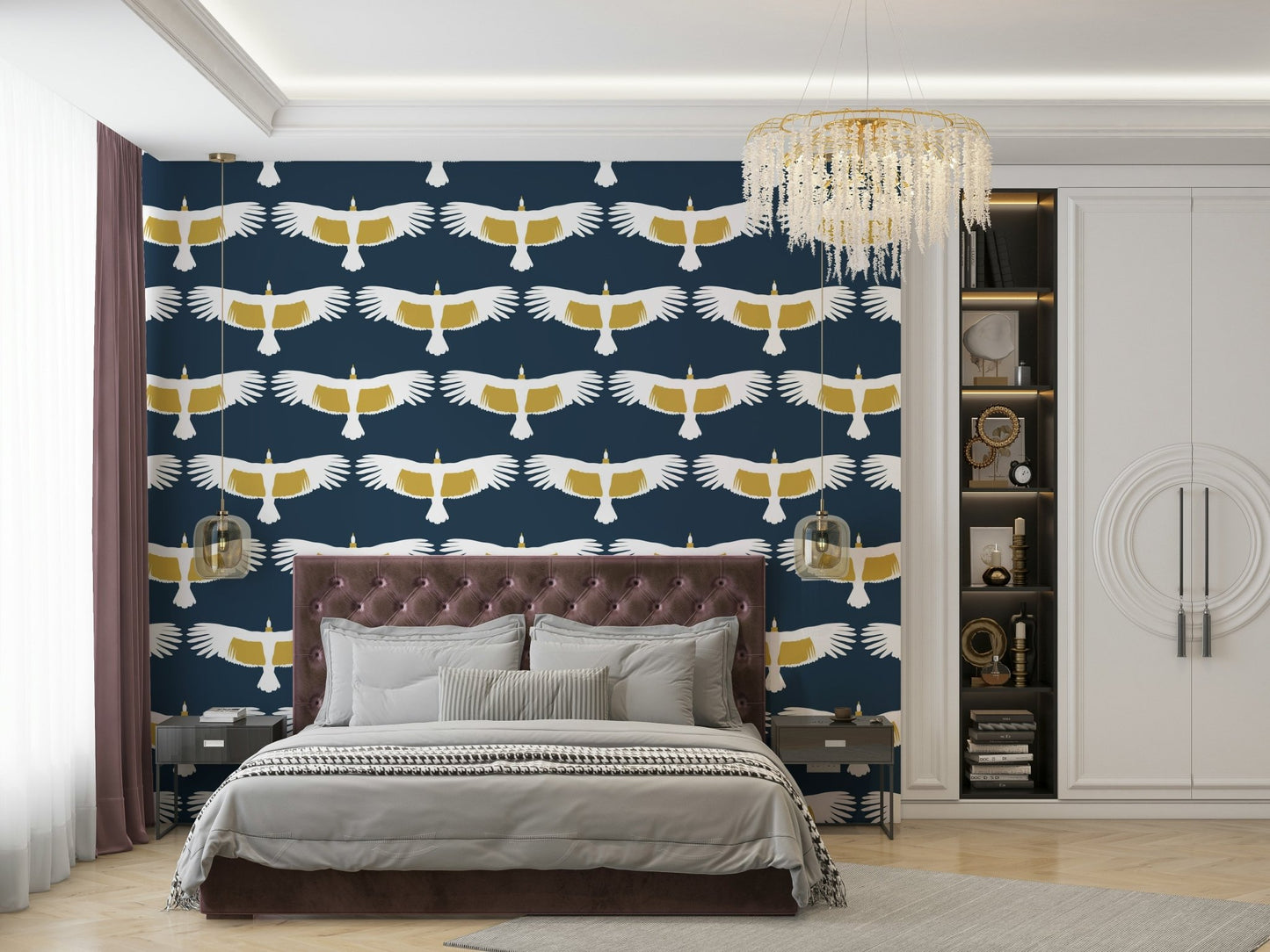 White condor wallpaper design GD598
