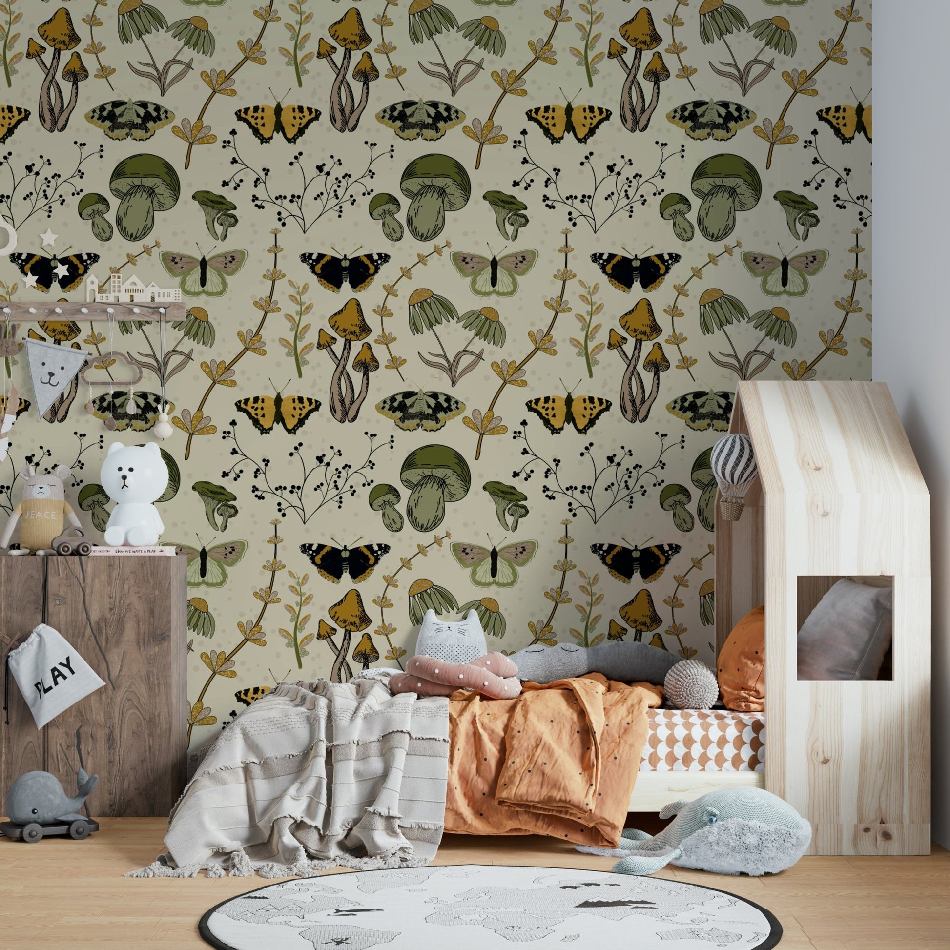 Cottagecore wallpaper with autumn blooms and woodland vibes.

