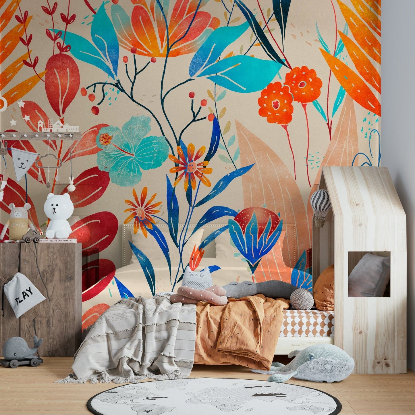 Vibrant floral wallpaper with bright colors

