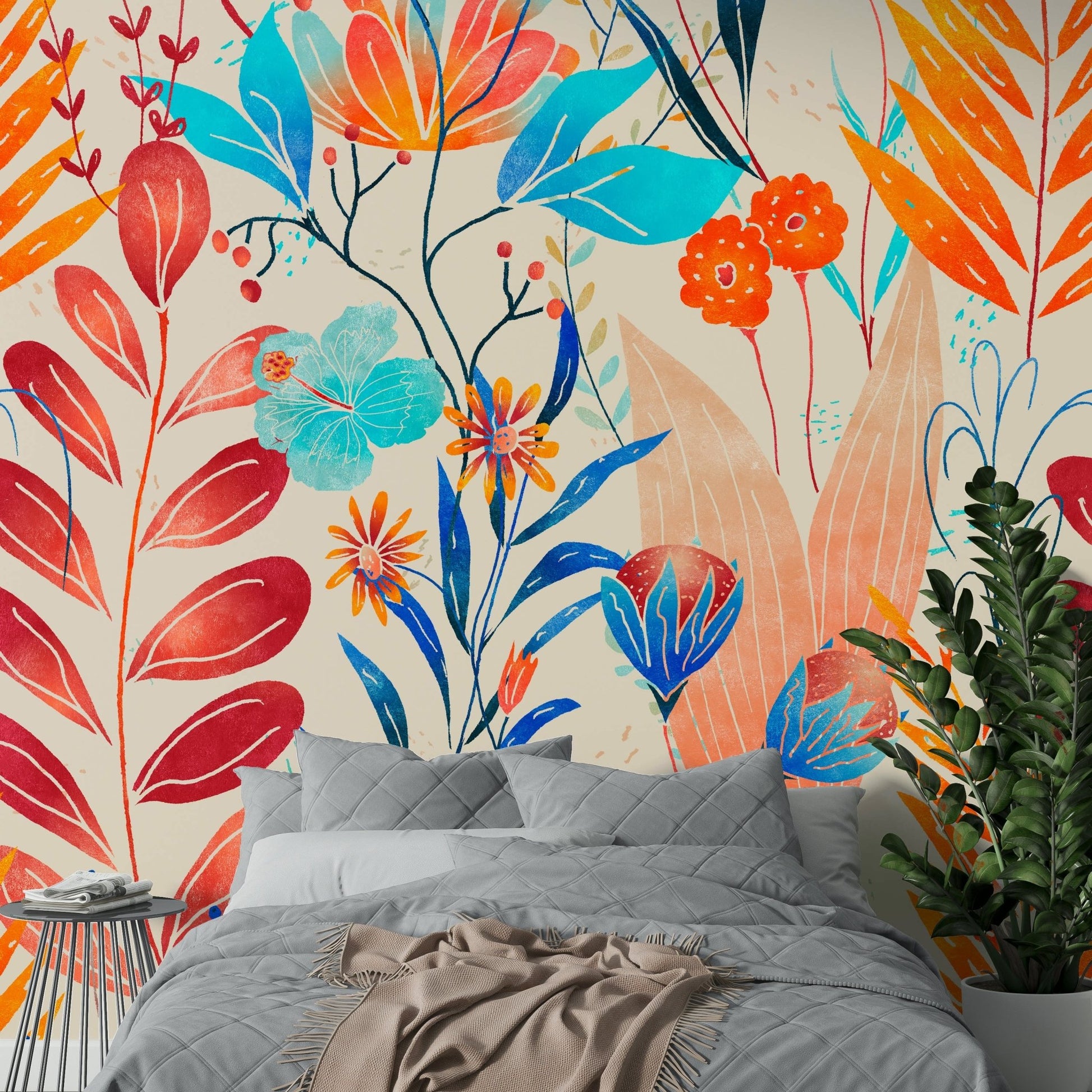 Bold floral wallpaper mural design

