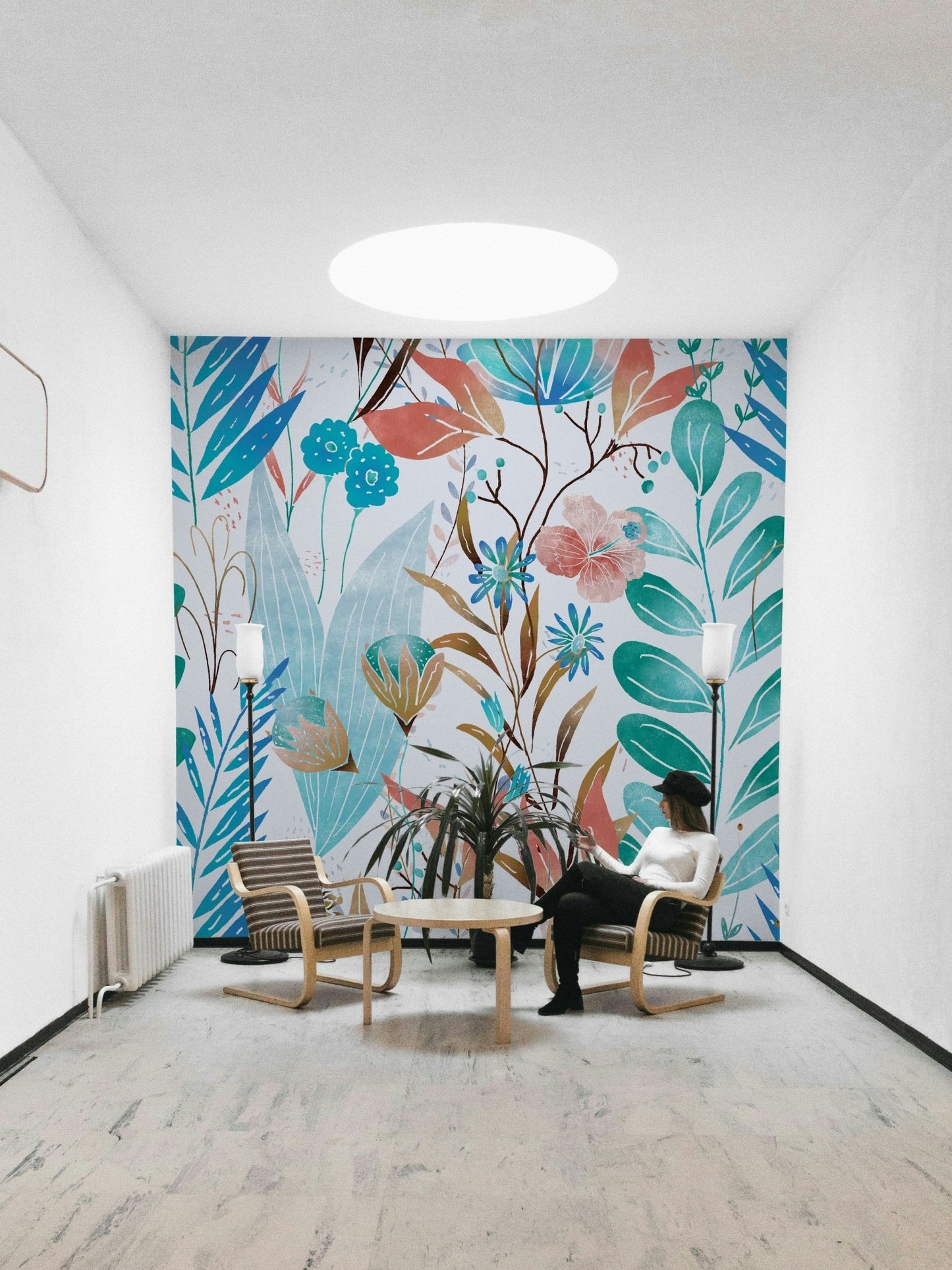 Wild Bloom Symphony Blue wallpaper detail GD035

